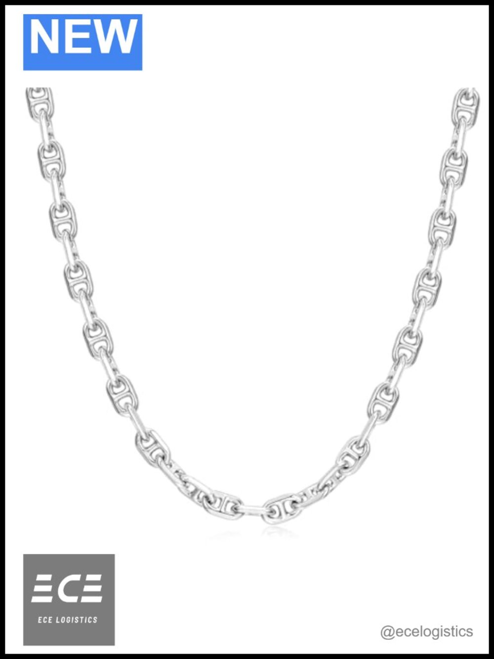 Flat Mariner Chain Necklace 925 Sterling Silver Lobster Clasp